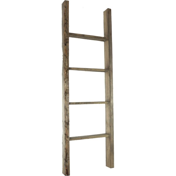 Ekena Millwork 19"W x 60"H x 3 1/2"D Vintage Farmhouse 4 Rung Ladder, Barnwood Decor Collection, Pebble Grey DECR019X060X04LDRPG - main